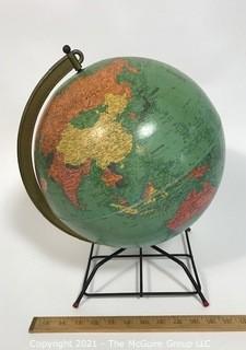 Vintage 12 Inch Replogle Reference Globe on Metal Mid Century Modern Stand.  