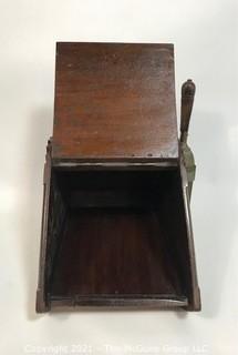 Antique Wood and Brass Coal Scuttle Box with Brass Shovel