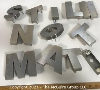 Group of Industrial Aluminum or Chrome Building Sign Letters.  