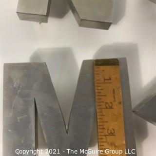 Group of Industrial Aluminum or Chrome Building Sign Letters.  