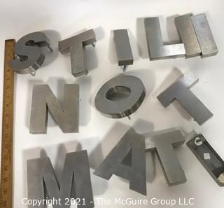 Group of Industrial Aluminum or Chrome Building Sign Letters.  