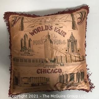 Vintage Souvenir Satin Pillow from Chicago World's Fair 1933/1934.