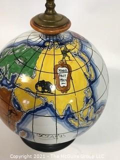 Zaccagnini Hand Painted Italian Modern Art Pottery Globe Lamp, circa 1950