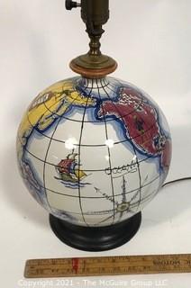 Zaccagnini Hand Painted Italian Modern Art Pottery Globe Lamp, circa 1950