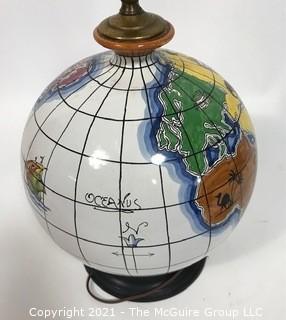 Zaccagnini Hand Painted Italian Modern Art Pottery Globe Lamp, circa 1950