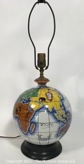 Zaccagnini Hand Painted Italian Modern Art Pottery Globe Lamp, circa 1950