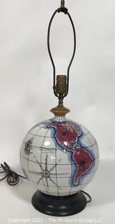 Zaccagnini Hand Painted Italian Modern Art Pottery Globe Lamp, circa 1950