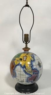 Zaccagnini Hand Painted Italian Modern Art Pottery Globe Lamp, circa 1950