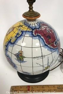 Zaccagnini Hand Painted Italian Modern Art Pottery Globe Lamp, circa 1950