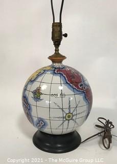 Zaccagnini Hand Painted Italian Modern Art Pottery Globe Lamp, circa 1950