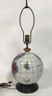 Zaccagnini Hand Painted Italian Modern Art Pottery Globe Lamp, circa 1950