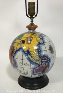 Zaccagnini Hand Painted Italian Modern Art Pottery Globe Lamp, circa 1950