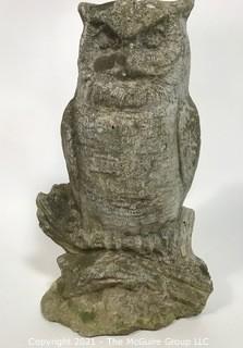 Vintage Cement Owl Outdoor Garden Statue. It measures approximately 17" tall.