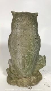 Vintage Cement Owl Outdoor Garden Statue. It measures approximately 17" tall.