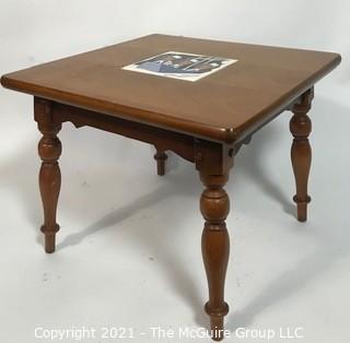 Retro Coffee or End Table Hand Painted Tile Center