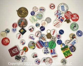 Group of Vintage Political Buttons and Pins. 