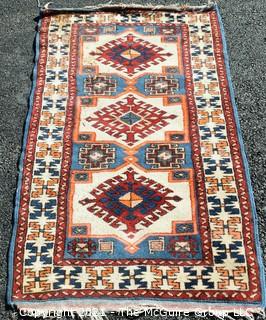 Hand Woven Oriental Rug.  Measures approximately 26" x 49".