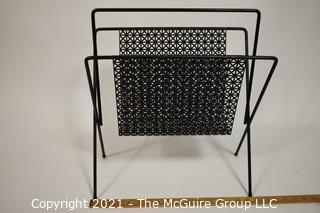 Vintage Cast Iron Mid Century Modern MCM Magazine Rack.