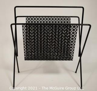 Vintage Cast Iron Mid Century Modern MCM Magazine Rack.