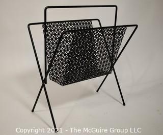 Vintage Cast Iron Mid Century Modern MCM Magazine Rack.