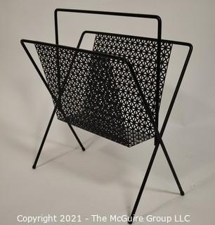 Vintage Cast Iron Mid Century Modern MCM Magazine Rack.