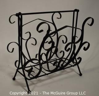 Vintage Bent Iron Scroll Magazine Rack.