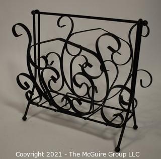 Vintage Bent Iron Scroll Magazine Rack.