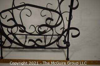 Vintage Bent Iron Scroll Magazine Rack.