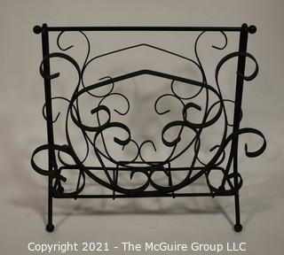 Vintage Bent Iron Scroll Magazine Rack.