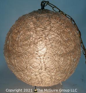 Vintage Mid Century Modern Lucite Ball Hanging Swag Lamp or Chandelier. Measures approximately 14" in diameter.