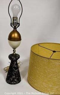 Mid Century Modern MCM Table Lamp with Splatter Paint Base and Custom Made Shade.