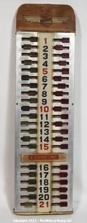 Vintage Wood Shuffleboard Scoreboard made by National Shuffleboard of Orange, New Jersey. 