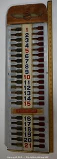 Vintage Wood Shuffleboard Scoreboard made by National Shuffleboard of Orange, New Jersey. 