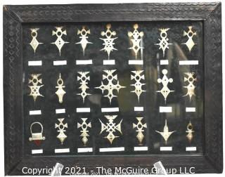 Collection of Framed Coat of Arms Medals Under Glass 
