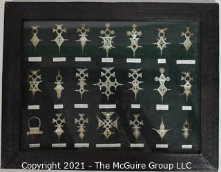 Collection of Framed Coat of Arms Medals Under Glass 
