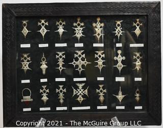 Collection of Framed Coat of Arms Medals Under Glass 
