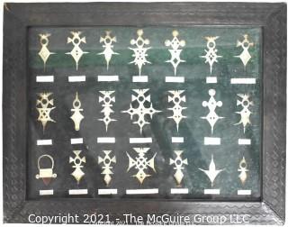 Collection of Framed Coat of Arms Medals Under Glass 
