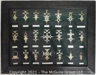 Collection of Framed Coat of Arms Medals Under Glass 
