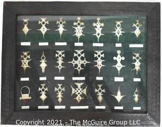 Collection of Framed Coat of Arms Medals Under Glass 
