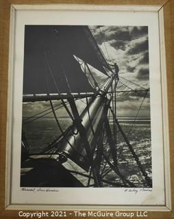 Framed Under Glass Signed Photograph Entitled "Main Sail, Dois Hamlin" by A. Aubrey Bodine. It measures approximately 16" x 20".