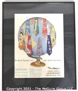 Framed Magazine Advertisement for Trans World Arrow Travelogue Men's Ties REPHOTO 