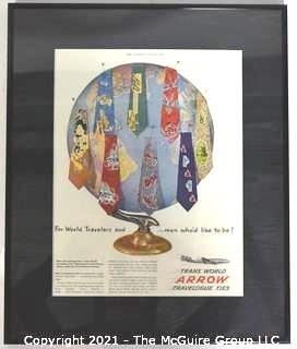 Framed Magazine Advertisement for Trans World Arrow Travelogue Men's Ties REPHOTO 