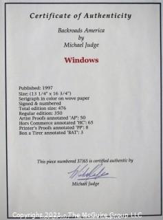 Unframed "Windows", Bishop, CA, Serigraph Signed and Numbered on Woven Paper, Part of Backroads America Series by Michael Judge with Certificate of Authorization. 