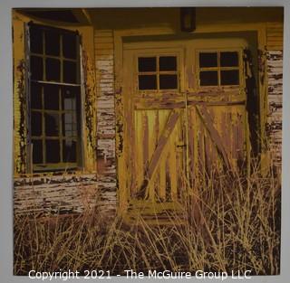 Unframed "Oklahoma Door" Serigraph Signed and Numbered on Woven Paper, Part of Backroads America Series by Michael Judge with Certificate of Authorization. Measures approximately 12" x 13". 