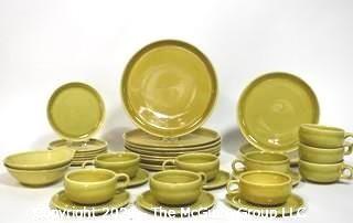 Set of Russel Wright Steubenville Mid Century Modern (MCM) Dishware in Chartreuse Green.