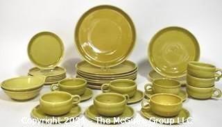 Set of Russel Wright Steubenville Mid Century Modern (MCM) Dishware in Chartreuse Green.