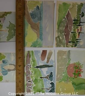 Set of 6 Small Original Unframed Watercolors by Local Artist.  Each Measures approximately 4" x 6".  