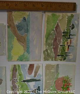 Set of 6 Small Original Unframed Watercolors by Local Artist.  Each Measures approximately 4" x 6".  