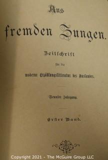 1899 Leather Bound Book in German "Aus Fremden Jungen"