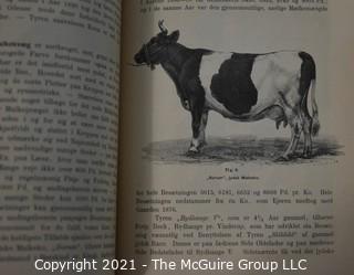 Vintage 1891 copy of Maelkeribruget (The Dairy Farm) in Danish by Bernhard Boggild with Marbled Cover and End Papers.  Illustrated.